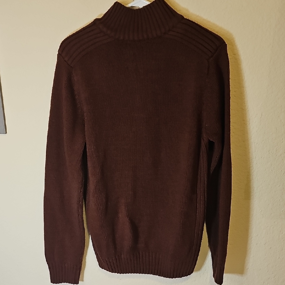 TRUE ROCK Brown Turtleneck Sweater with Ribbed Cuffs - Picture 2 of 2